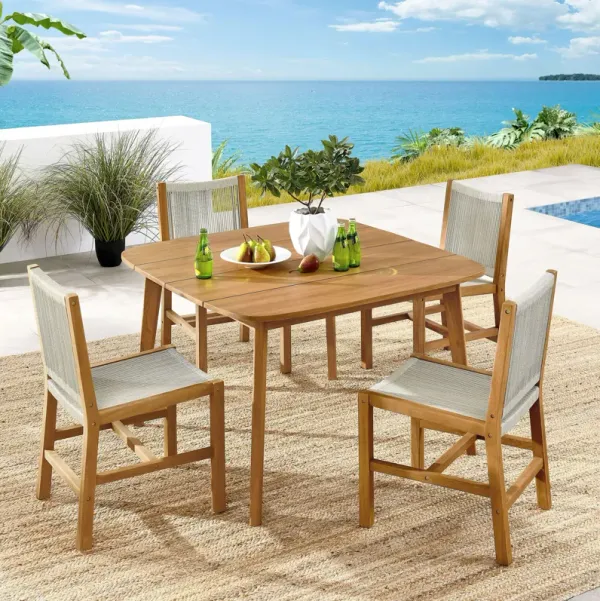 Vienna 5-Piece Outdoor Patio Teak and Rope Dining Set with Armless Chairs by Modway