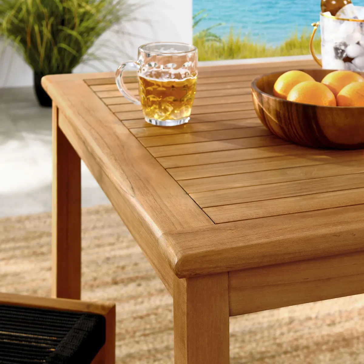 Vienna 3-Piece Outdoor Patio Teak and Rope Dining Set with Armless Chiars by Modway Natural Black