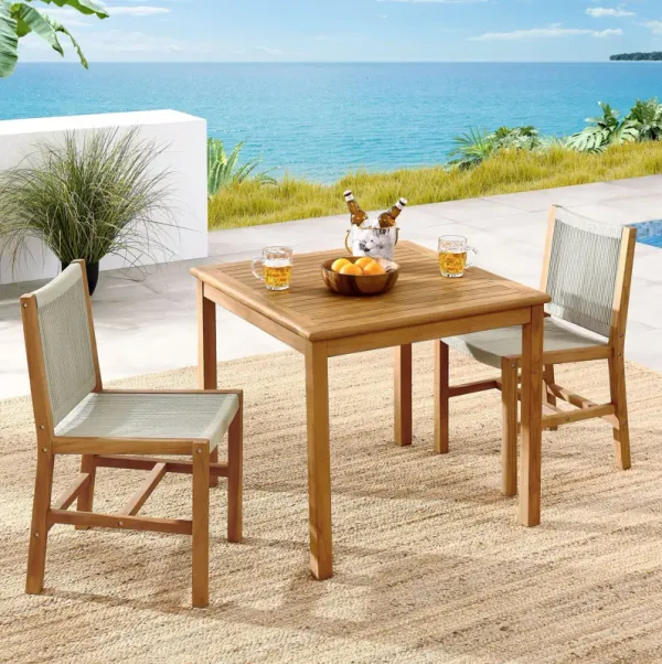 Vienna 3-Piece Outdoor Patio Teak and Rope Dining Set with Armless Chiars by Modway