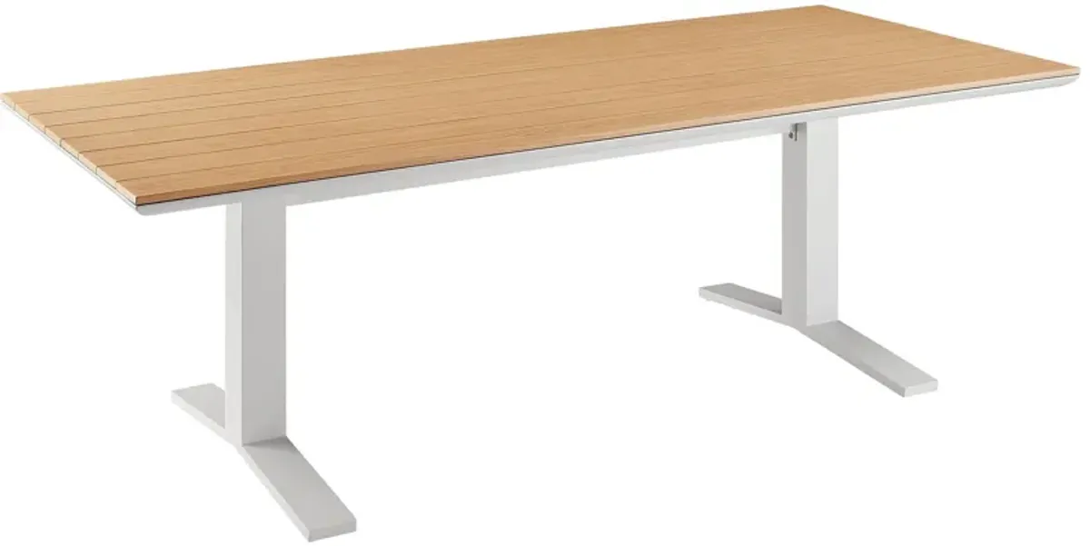 Gavelston 91" Outdoor Patio Aluminum Dining Table by Modway Natural White