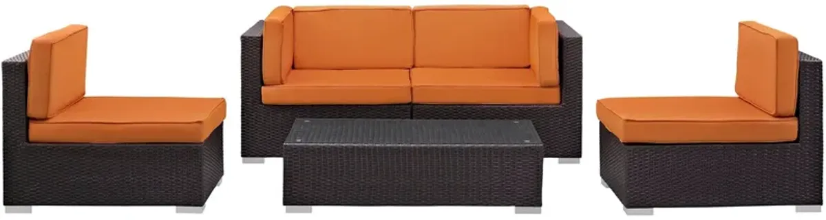 Camfora 5 Piece Outdoor Patio Sectional Set by Modway Espresso White