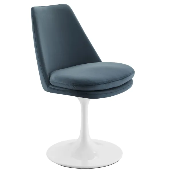 Lippa Swivel Dining Chair by Modway White Cadet Blue