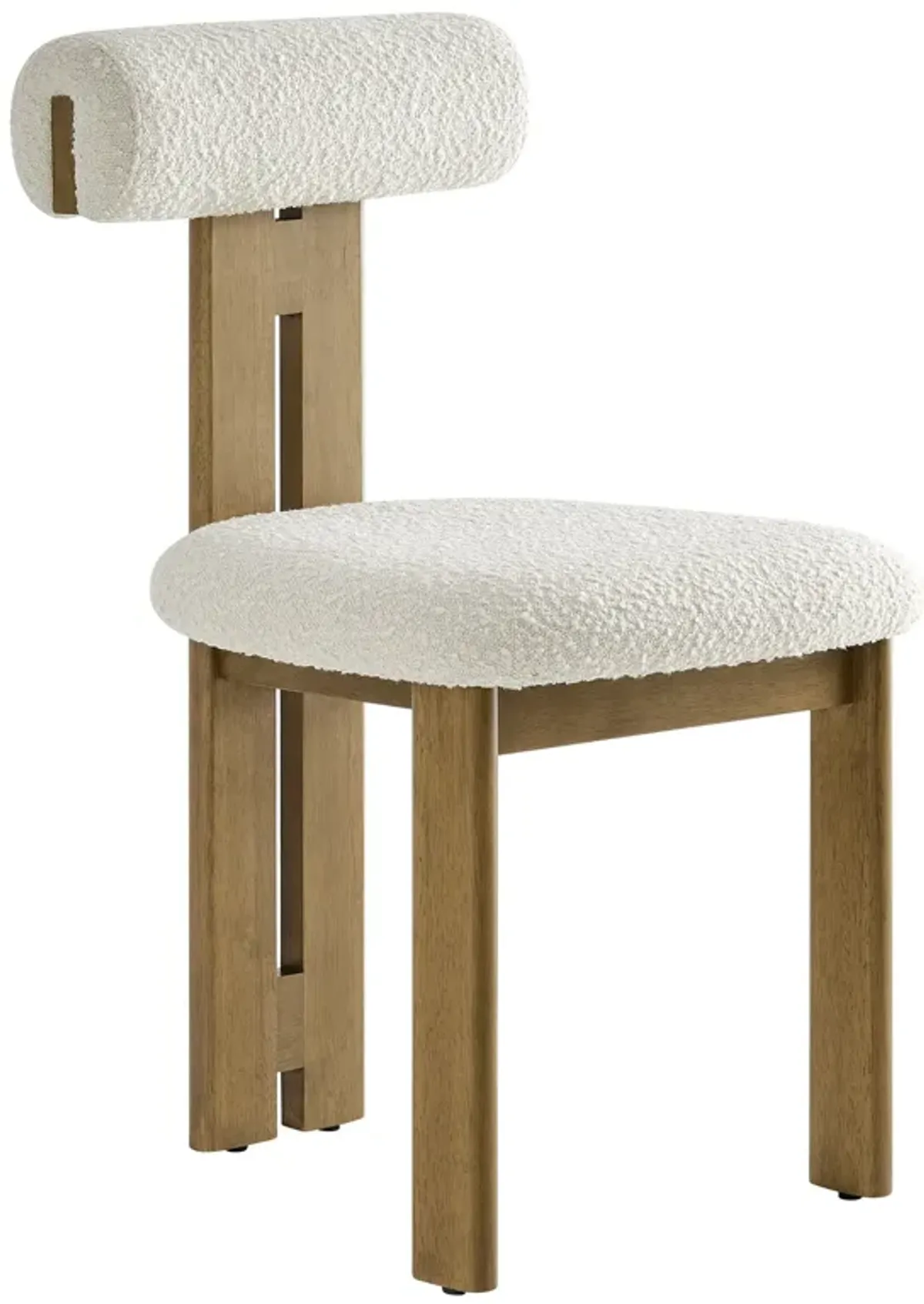 Torian Boucle Fabric Dining Chair Set of 2 by Modway French Oak Ivory
