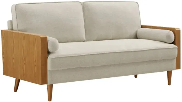 Kellan Sofa by Modway Walnut Heathered Weave Light Beige