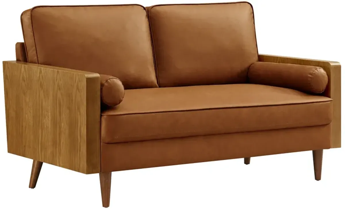 Kellan Loveseat by Modway Walnut Heathered Weave Ivory