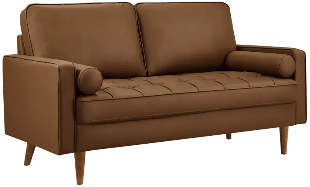 Valour Tufted Vegan Leather Loveseat by Modway Tan
