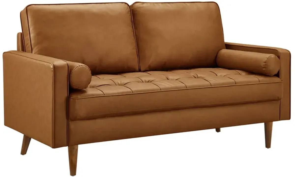 Valour Tufted Vegan Leather Loveseat by Modway Tan