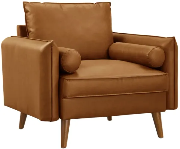 Revive Upholstered Vegan Leather Accent Armchair by Modway Tan
