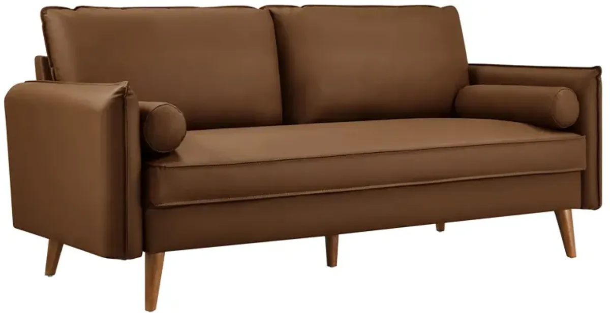 Revive Upholstered Vegan Leather Sofa by Modway Tan