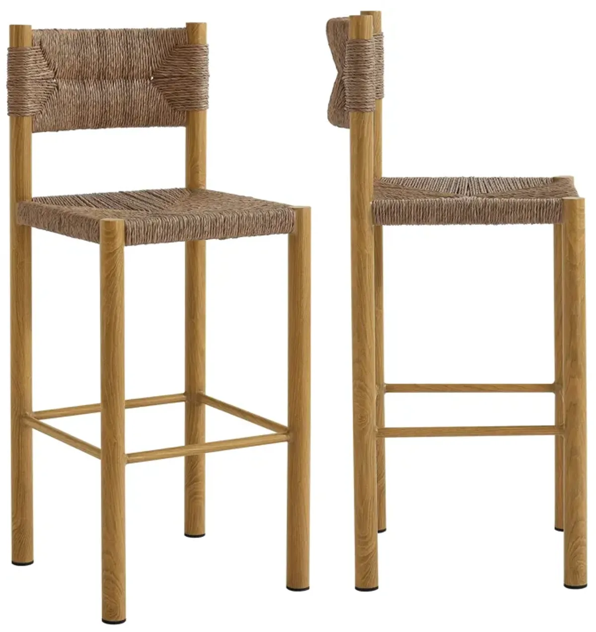 Parkland Outdoor Patio Rattan and Aluminum Bar Stools Set of 2 by Modway Walnut