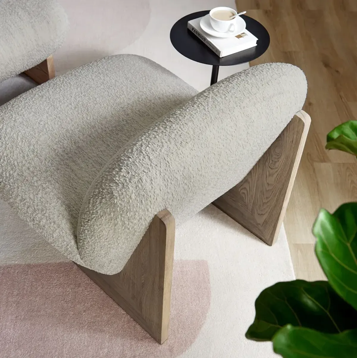 Loyal Boucle Fabric Accent Chair and Ottoman Set by Modway