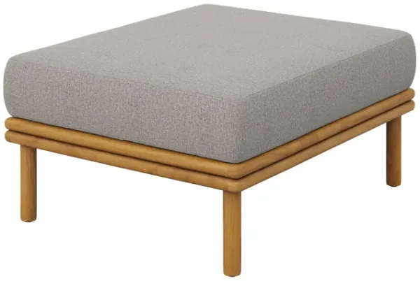 Wren Outdoor Patio Teak Wood Ottoman by Modway Natural Driftwood