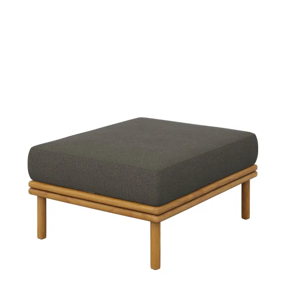 Wren Outdoor Patio Teak Wood Ottoman by Modway Natural Flint Gray