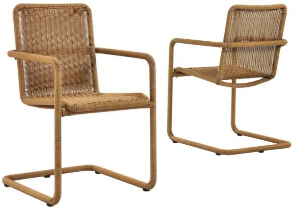 Abacus Outdoor Patio Wicker Dining Chairs Set of 2 by Modway