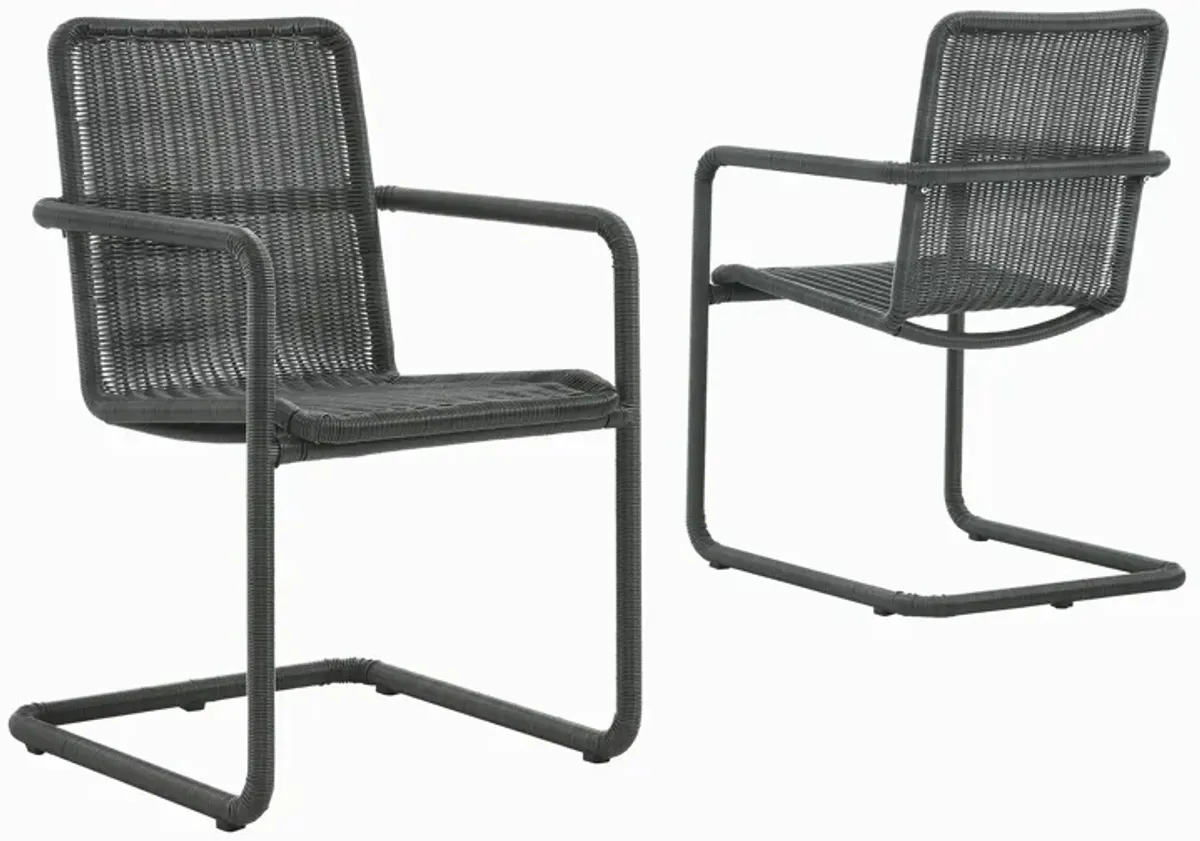 Abacus Outdoor Patio Wicker Dining Chairs Set of 2 by Modway Slate