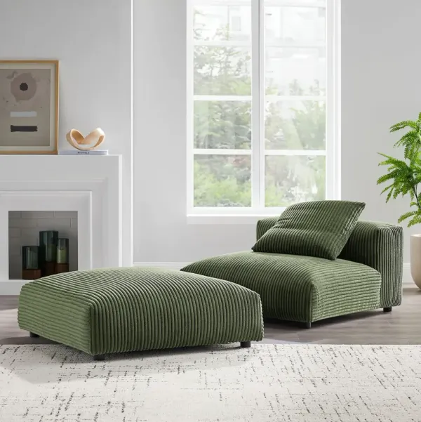 Solace  Modular Corduroy Upholstered Armless Chair and Ottoman Set