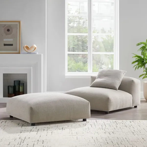 Solace  Modular Upholstered Fabric Armless Chair and Ottoman Set