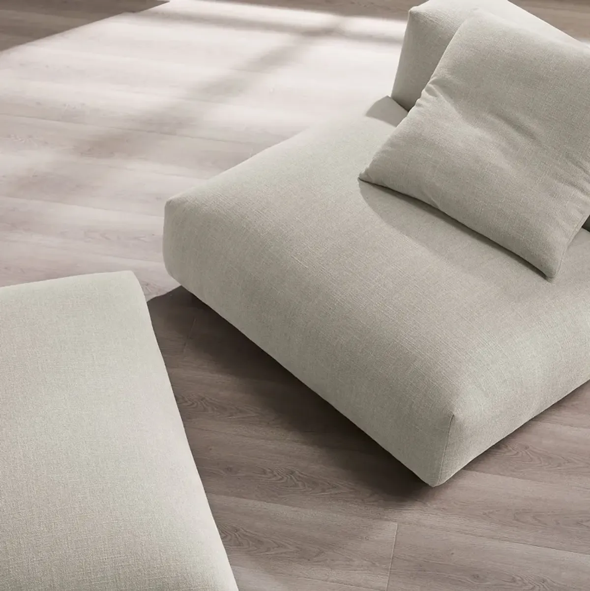 Solace  Modular Upholstered Fabric Armless Chair and Ottoman Set