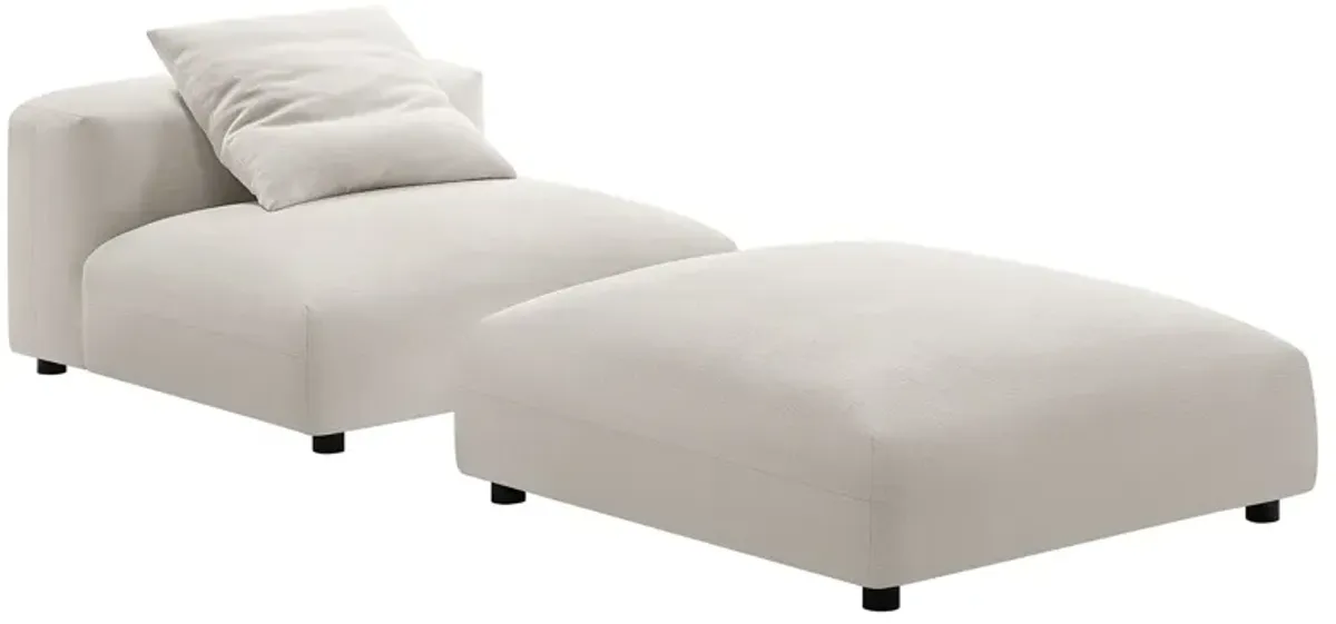 Solace  Modular Upholstered Fabric Armless Chair and Ottoman Set