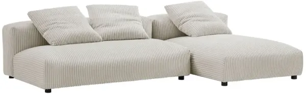 Solace 2-Piece Modular Corduroy Upholstered Sectional Sofa With Chaise