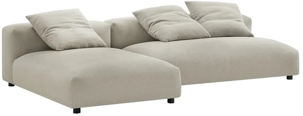 Solace 2-Piece Modular Upholstered Fabric Sectional Sofa With Chaise