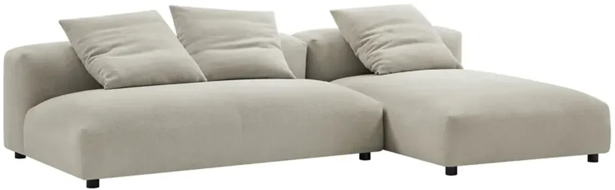 Solace 2-Piece Modular Upholstered Fabric Sectional Sofa With Chaise