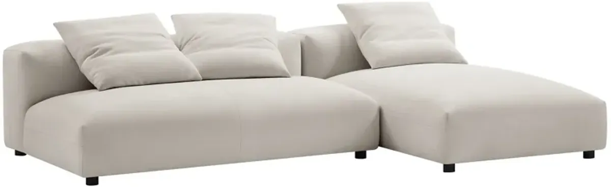 Solace 2-Piece Modular Upholstered Fabric Sectional Sofa With Chaise