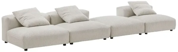 Solace 4-Piece Modular Corduroy Upholstered Sectional Sofa by Modway Almond