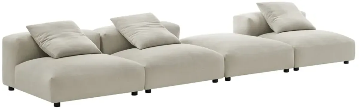 Solace 4-Piece Modular Upholstered Fabric Sectional Sofa by Modway Linen