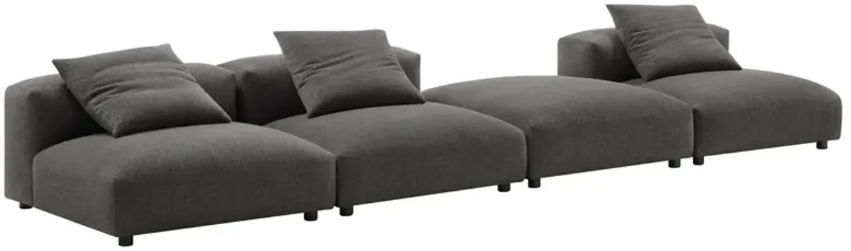 Solace 4-Piece Modular Upholstered Fabric Sectional Sofa by Modway Salt