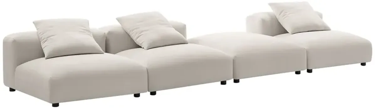 Solace 4-Piece Modular Upholstered Fabric Sectional Sofa by Modway Salt