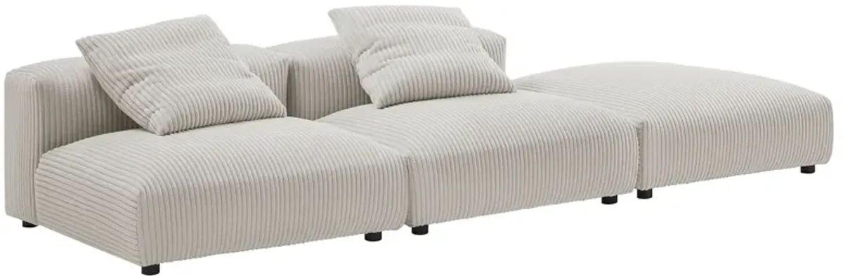 Solace 3-Piece Modular Corduroy Upholstered Sectional Sofa