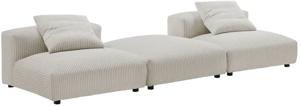 Solace 3-Piece Modular Corduroy Upholstered Sectional Sofa