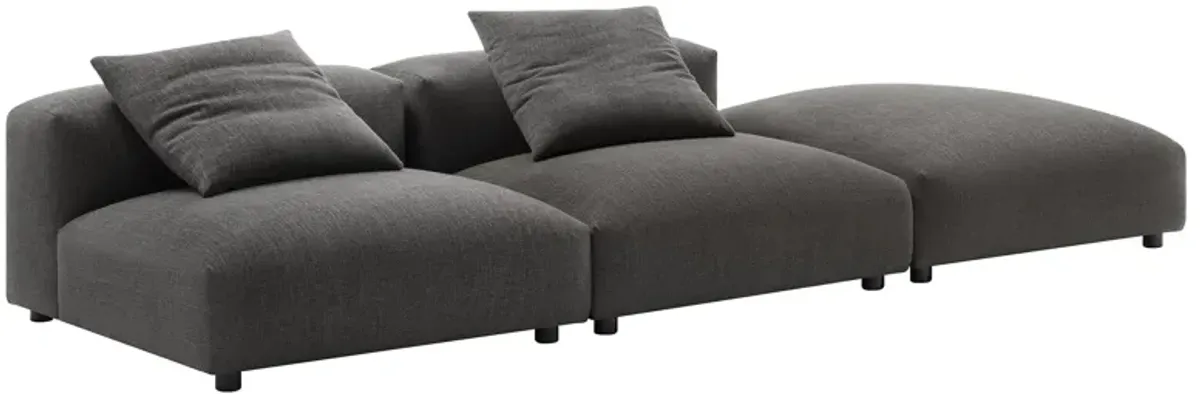 Solace 3-Piece Modular Upholstered Fabric Sectional Sofa Charcoal
