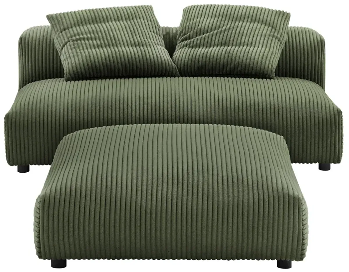 Solace  Modular Corduroy Upholstered Armless Loveseat and Ottoman Set