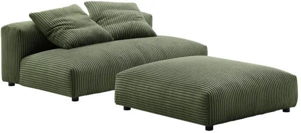 Solace  Modular Corduroy Upholstered Armless Loveseat and Ottoman Set