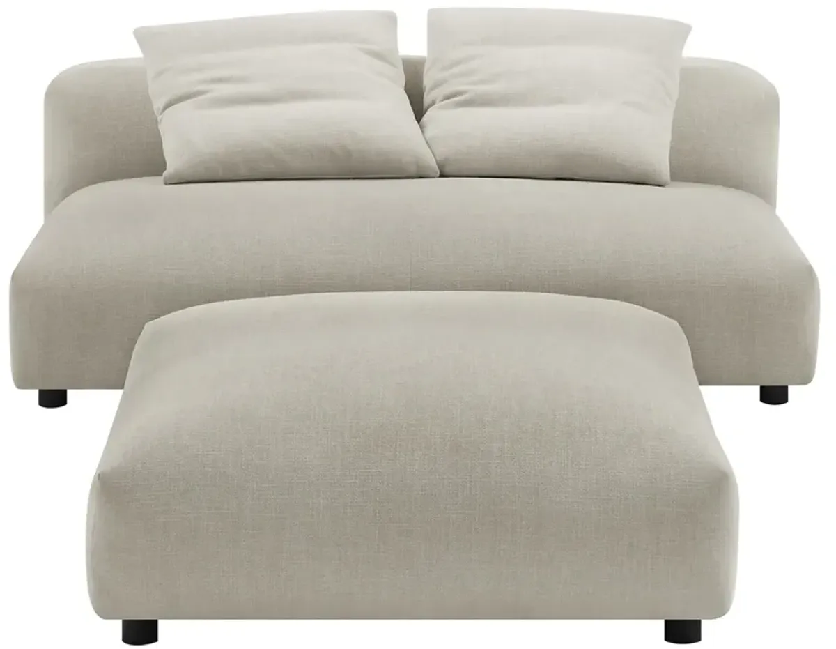 Solace  Modular Upholstered Fabric Armless Loveseat and Ottoman Set