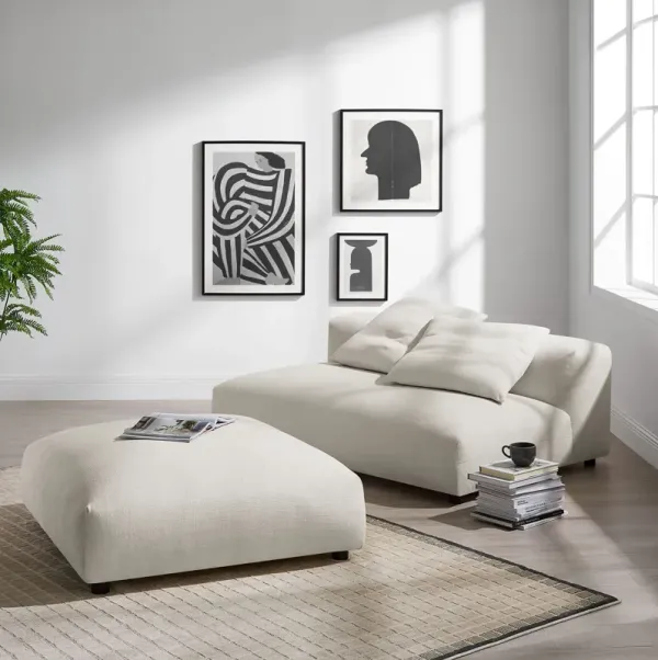 Solace Modular Upholstered Fabric Armless Loveseat and Ottoman Set by Modway Salt