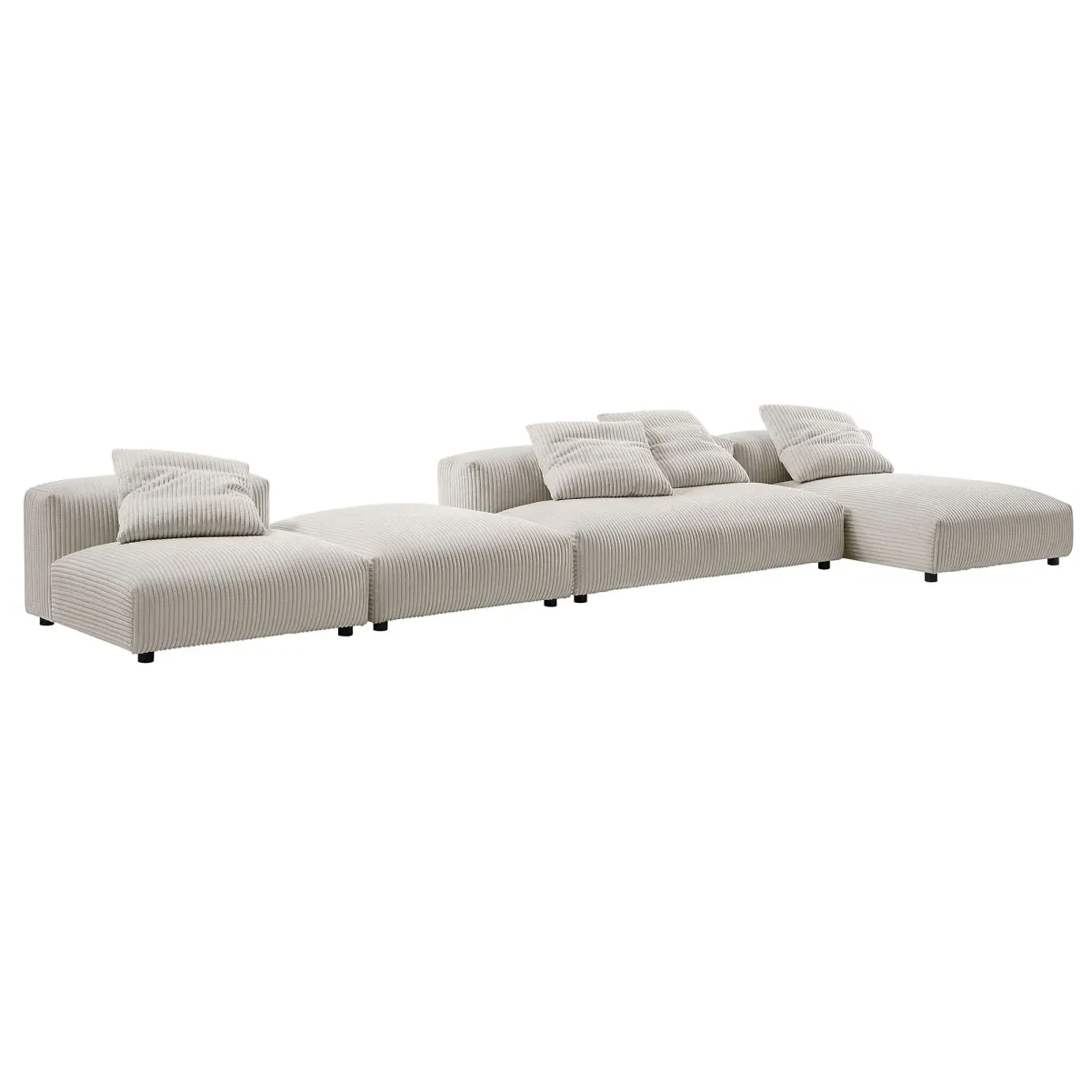 Solace 4-Piece Modular Corduroy Upholstered Sectional Sofa With Ottoman by Modway Almond