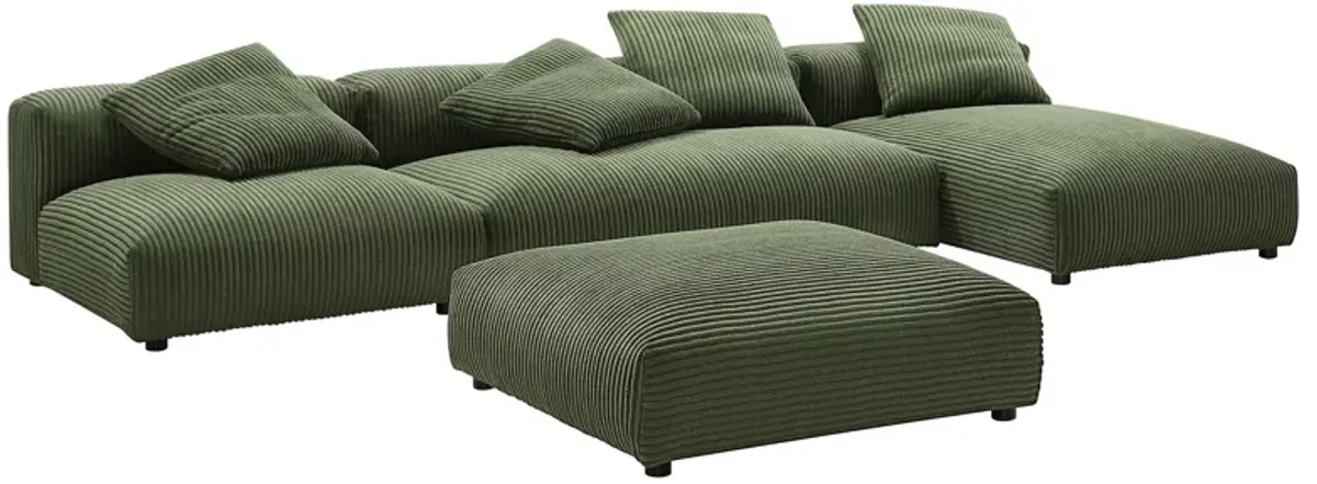 Solace 4-Piece Modular Corduroy Upholstered Sectional Sofa With Ottoman by Modway Fern
