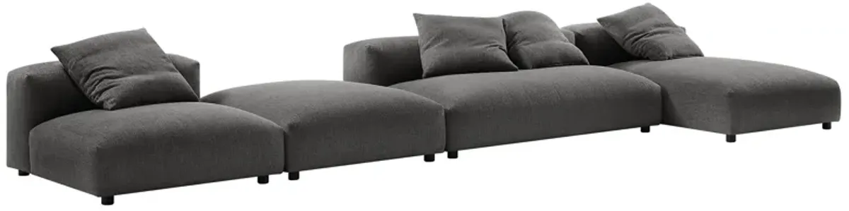 Solace 4-Piece Modular Upholstered Fabric Sectional Sofa With Ottoman by Modway Charcoal