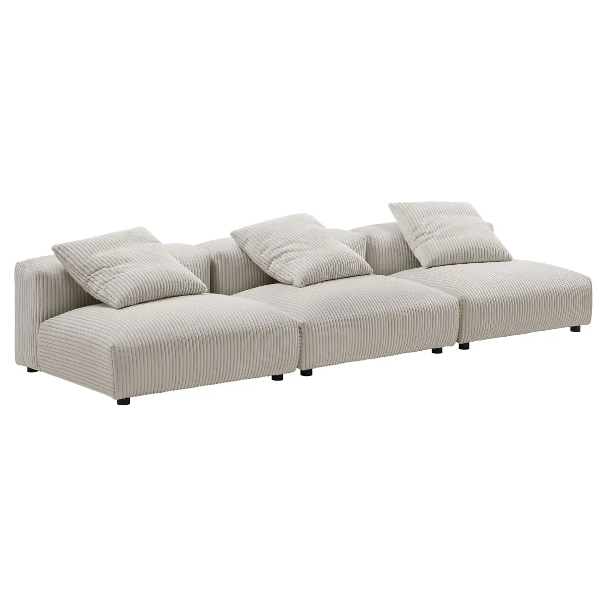 Solace 3-Piece Modular Corduroy Upholstered Sofa Fern