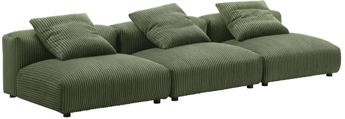 Solace 3-Piece Modular Corduroy Upholstered Sofa Fern