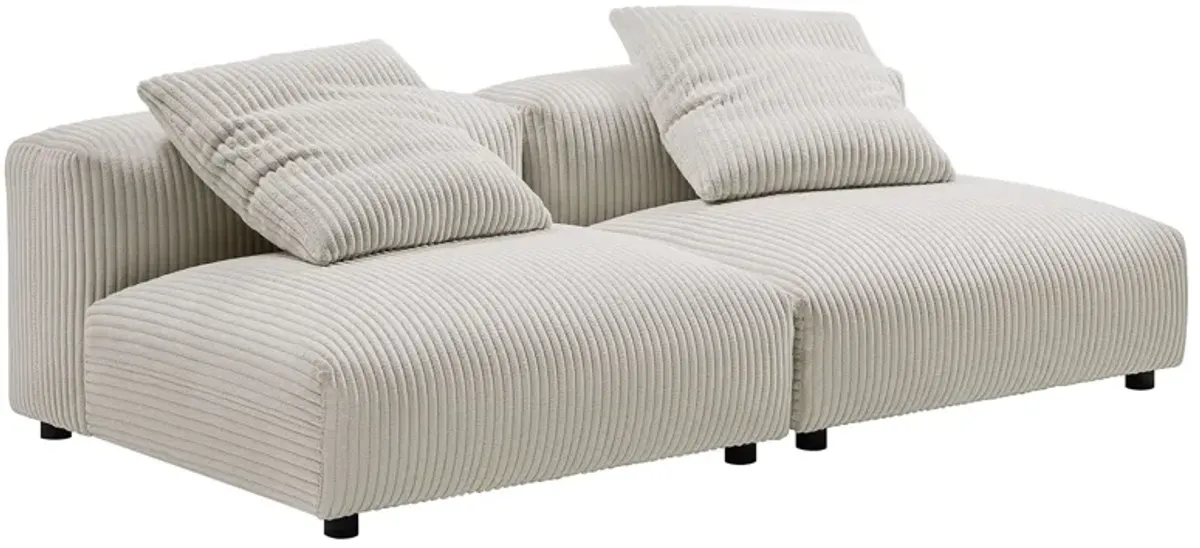 Solace 2-Piece Modular Corduroy Upholstered Sofa Almond
