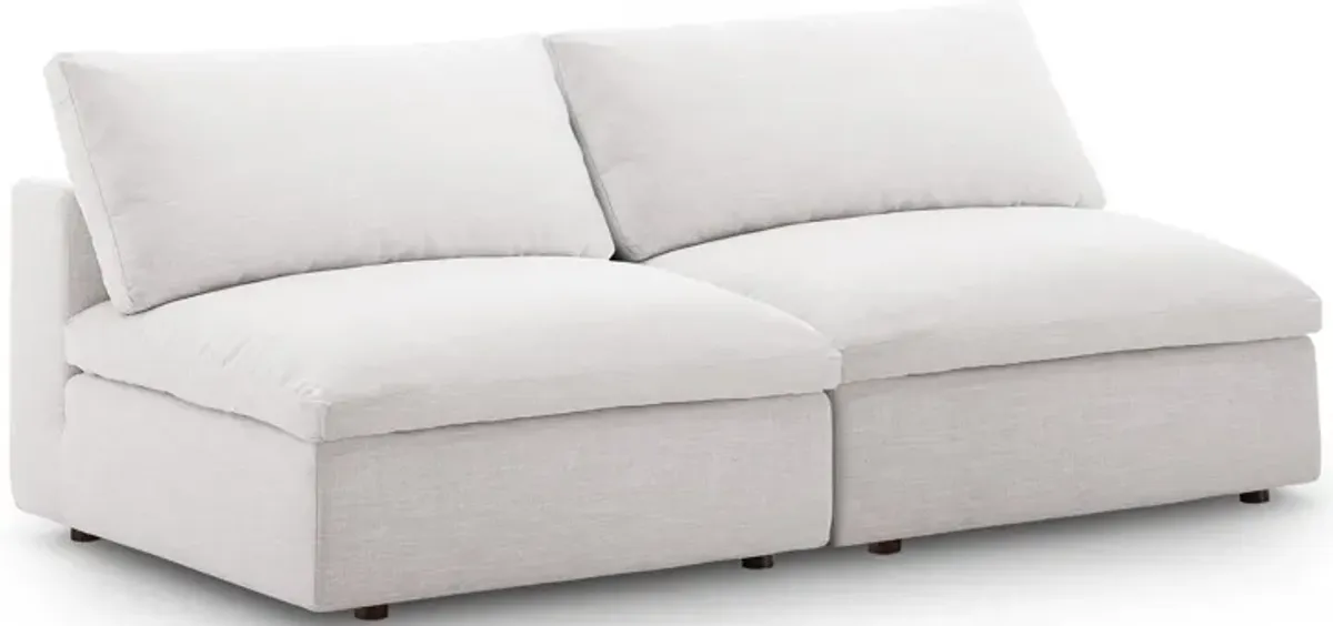 Commix Down Filled Overstuffed 2-Piece Armless Sectional Loveseat by Modway White