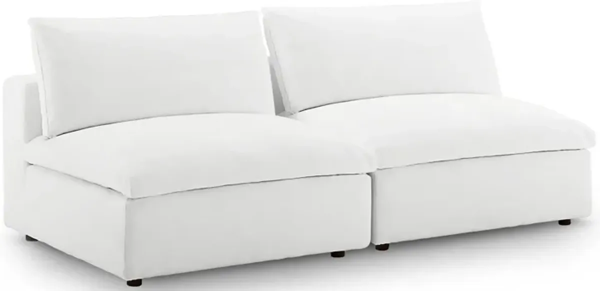 Commix Down Filled Overstuffed 2-Piece Armless Sectional Loveseat by Modway White