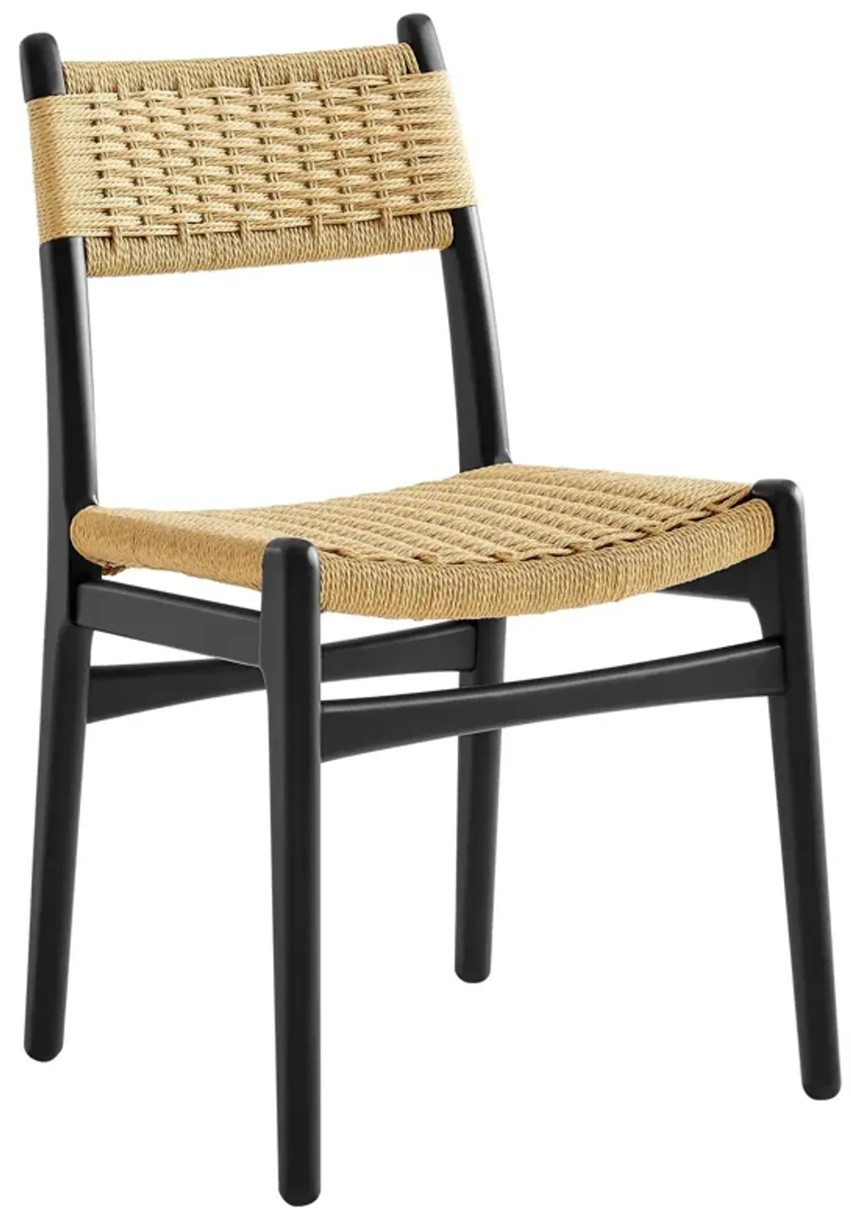 Wynn Rope and Wood Dining Side Chairs Set of 2 by Modway Black Natural