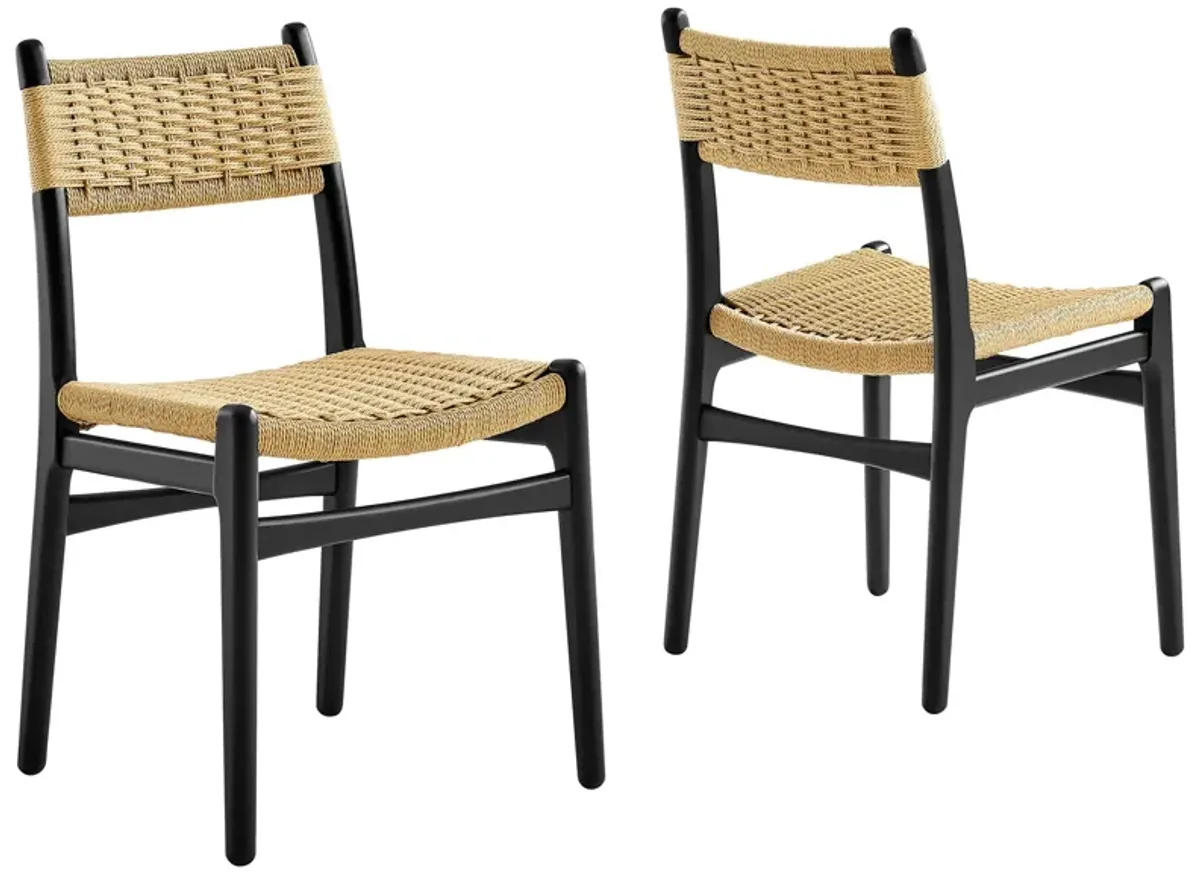 Wynn Rope and Wood Dining Side Chairs Set of 2 by Modway Natural Natural