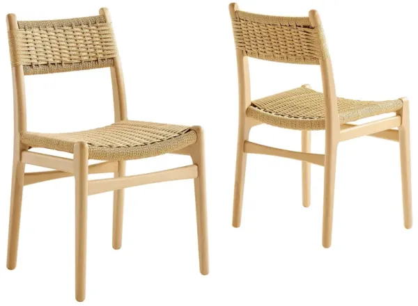 Wynn Rope and Wood Dining Side Chairs Set of 2 by Modway Natural Natural