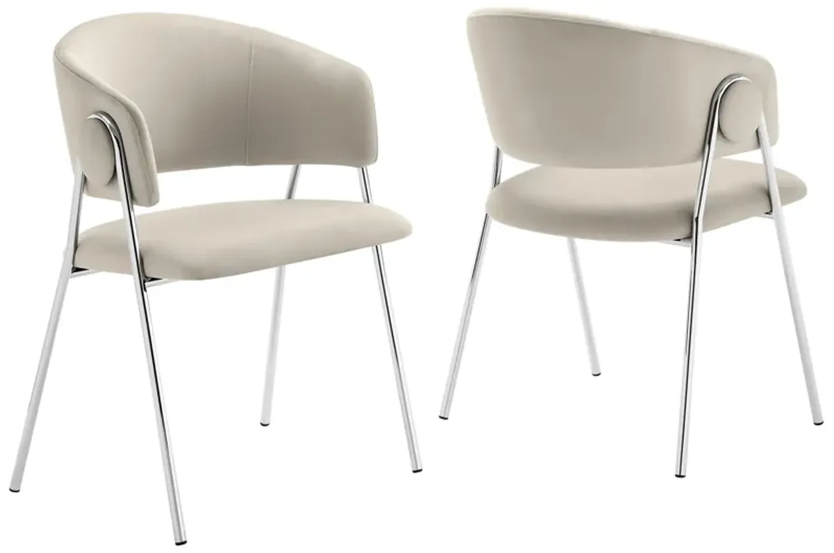 Nella Dining Chair Set of 2 by Modway Almond Silver